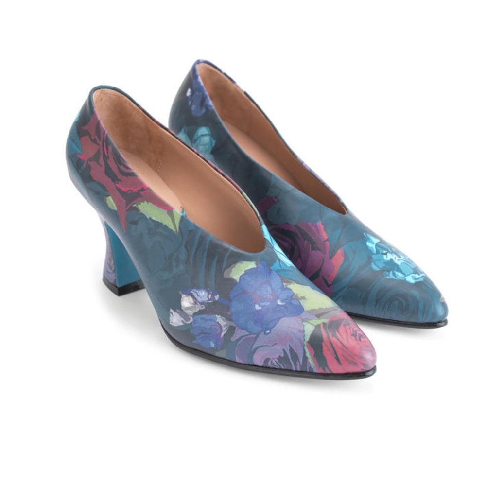 John Fluevog Poser Ioni Pumps in Blue Floral 8.5